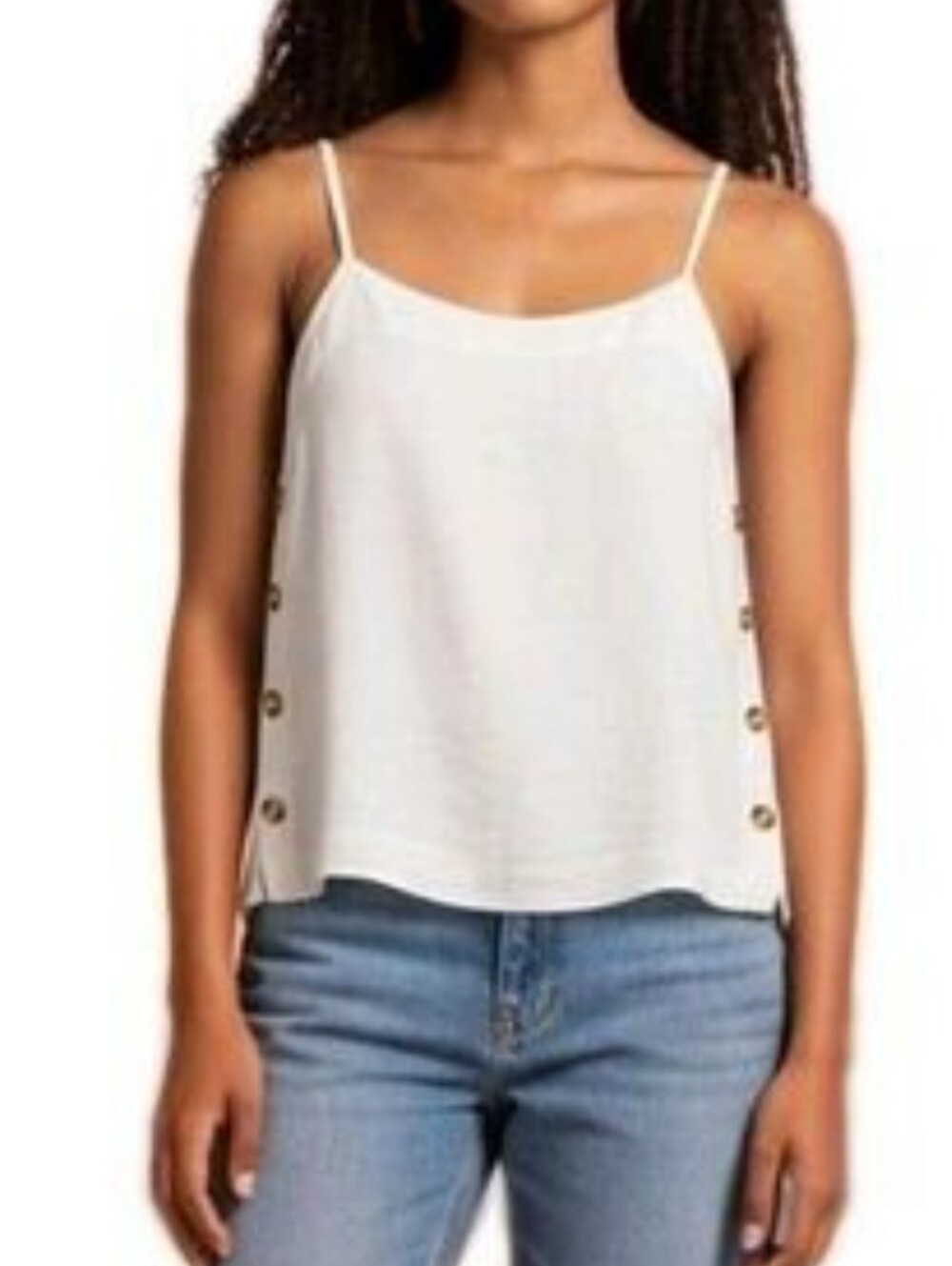 MNE Sleeveless Blouse Tank Top w/ Side Buttons, bottom 2 unbutton Small